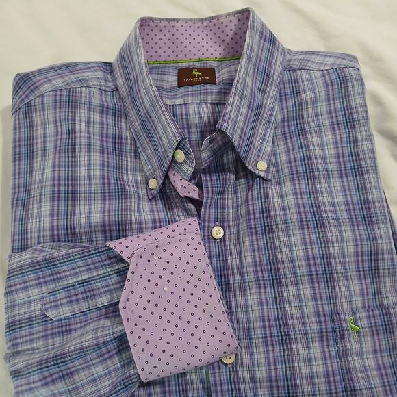 TailorByrd Men's 3XLT Contrast Flipped Cuff Long-Sleeved Button-Up Lavender/Blue - Picture 6 of 14